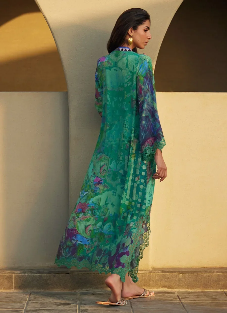 Ariel Emerald Crepe Kaftan – Farah Talib Aziz Casual Wear Image 5