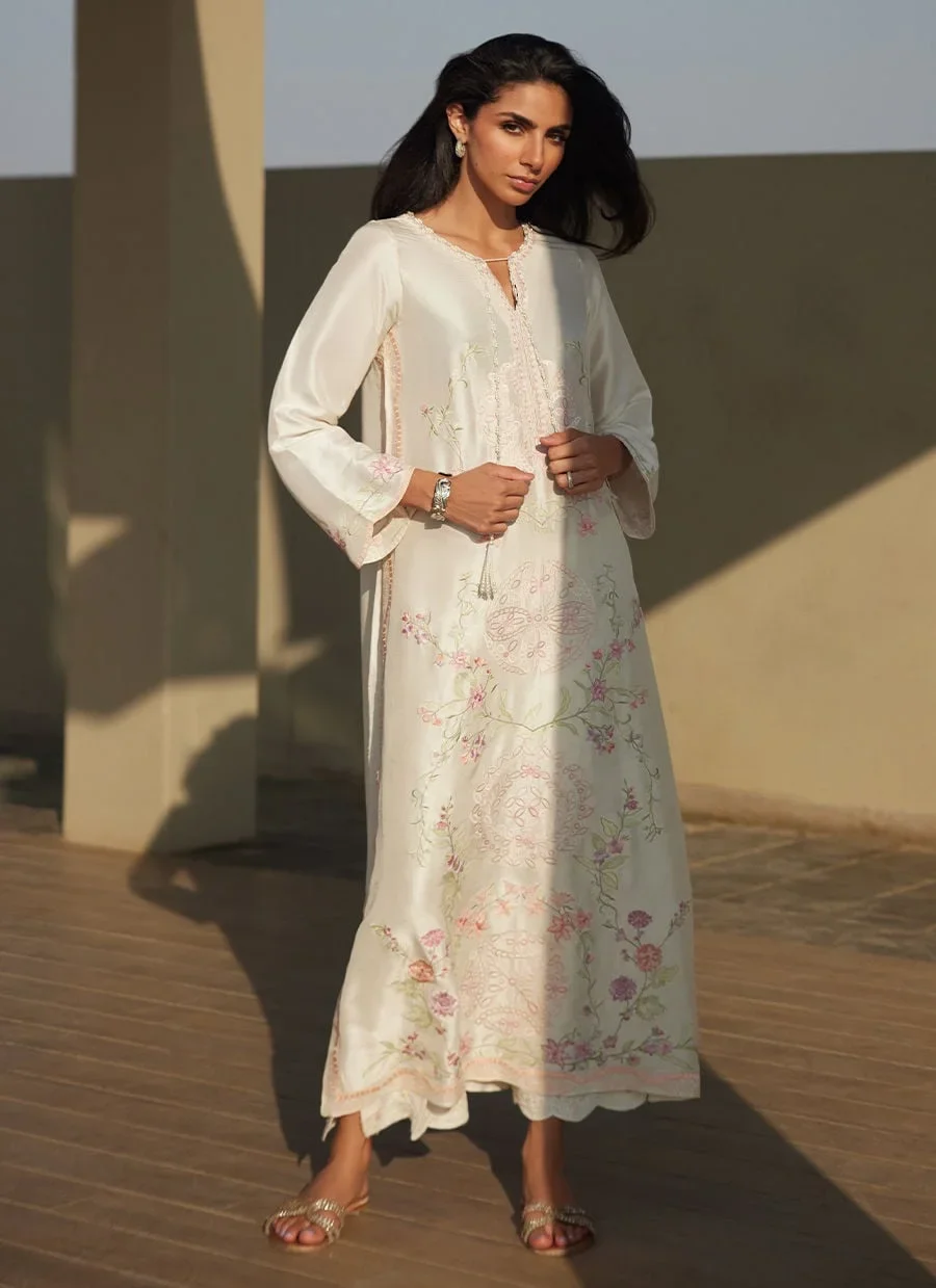 Coraline Ivory Silk Kaftan – Farah Talib Aziz Luxury Pret Image 2