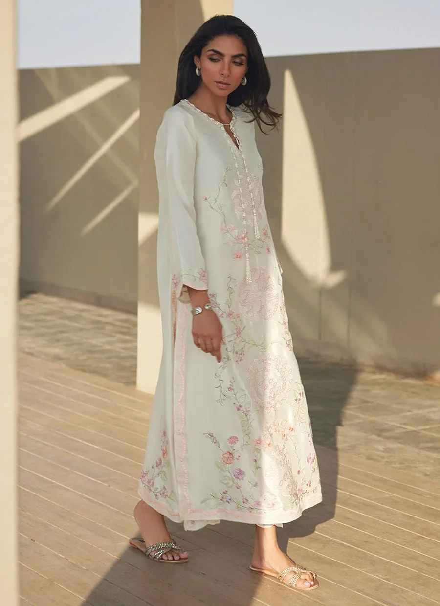 Coraline Ivory Silk Kaftan – Farah Talib Aziz Luxury Pret Image 3
