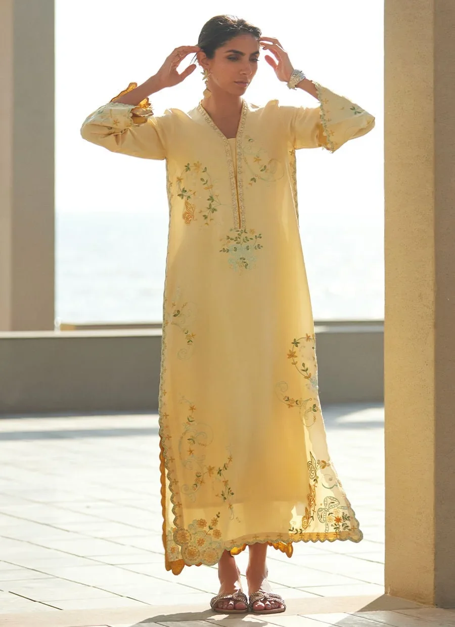 Lira Lemon Kaftan – Farah Talib Aziz Luxury Pret Image 7