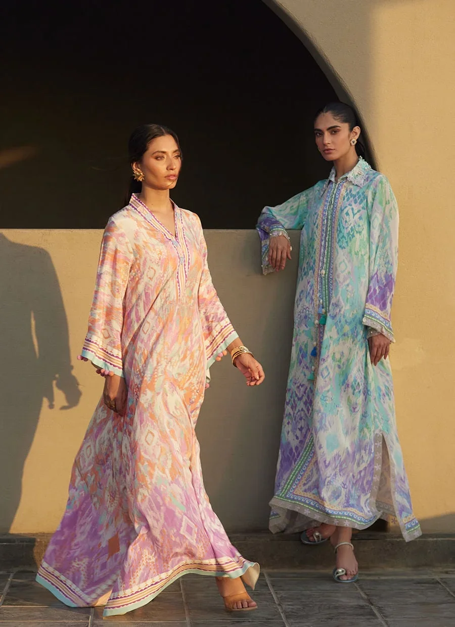 Marisol Ikkat Crepe Kaftan – Farah Talib Aziz Luxury Pret Image 10