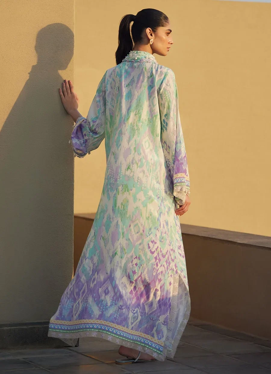 Marisol Ikkat Crepe Kaftan – Farah Talib Aziz Luxury Pret Image 5