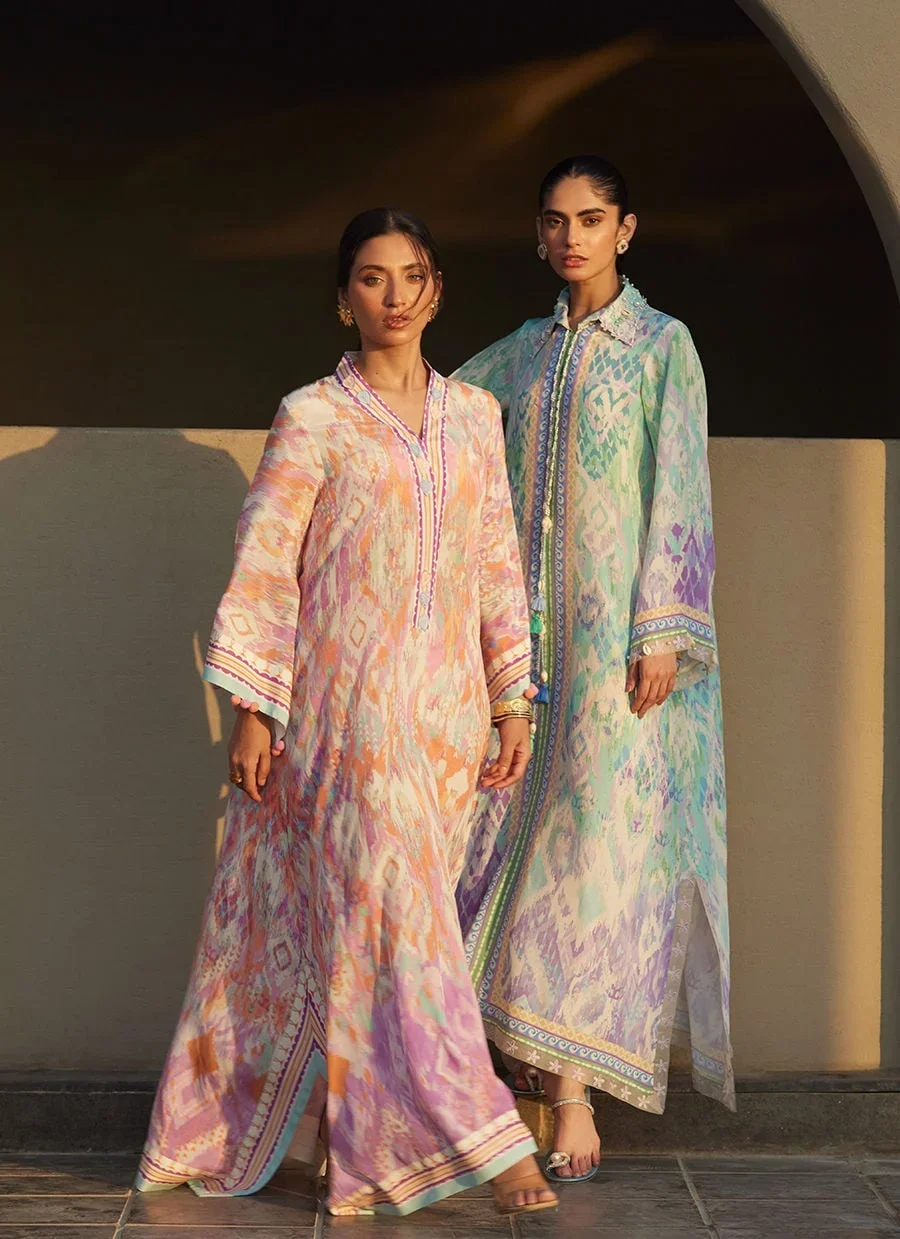 Marisol Ikkat Crepe Kaftan – Farah Talib Aziz Luxury Pret Image 9