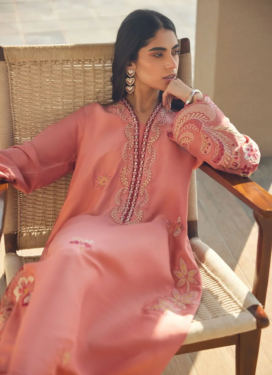 Nami Coral Silk Kaftan – Farah Talib Aziz Casual Wear Image 6