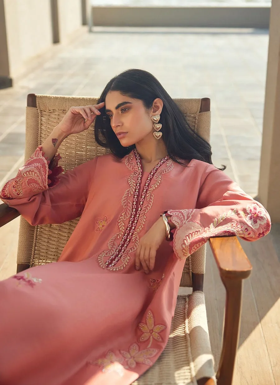 Nami Coral Silk Kaftan – Farah Talib Aziz Casual Wear Image 8