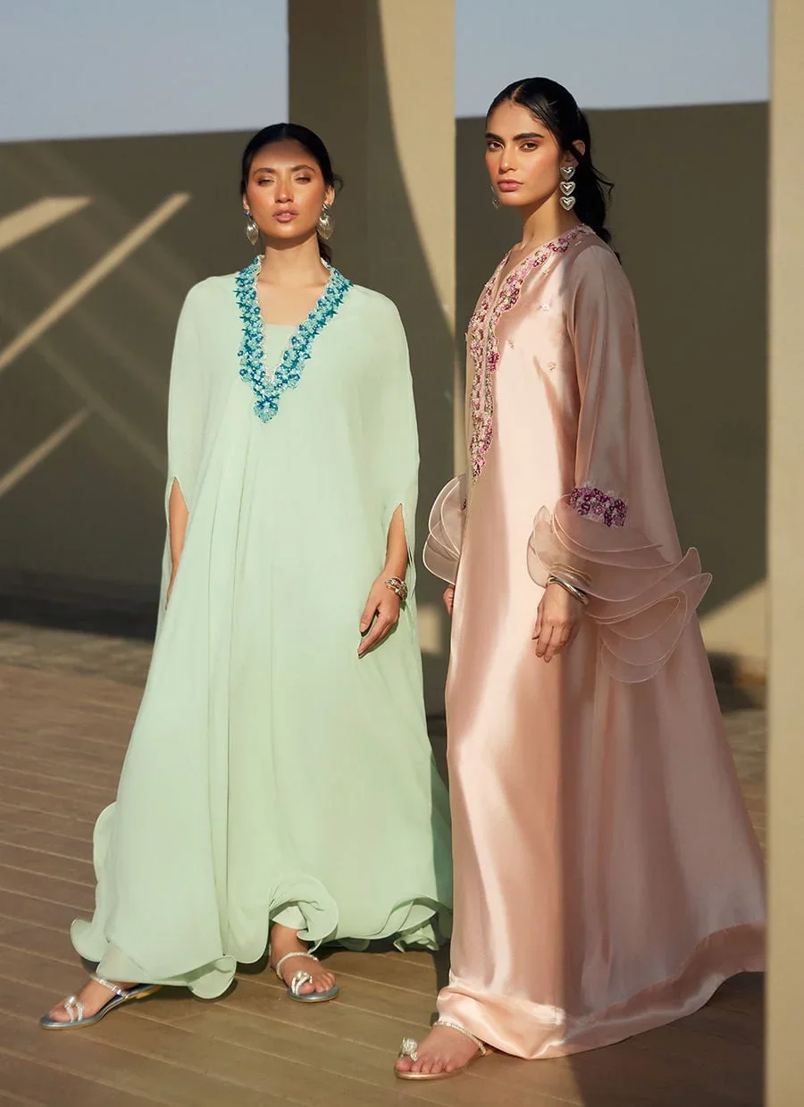 Nika Iceblue Chiffon Kaftan – Farah Talib Aziz Luxury Pret Image 12