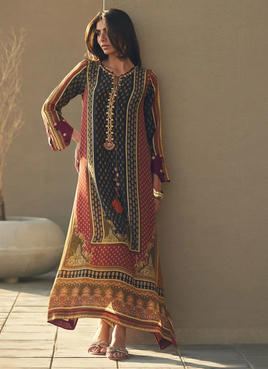 Ophelia Onyx Crepe Kaftan – Farah Talib Aziz Casual Wear Image 2