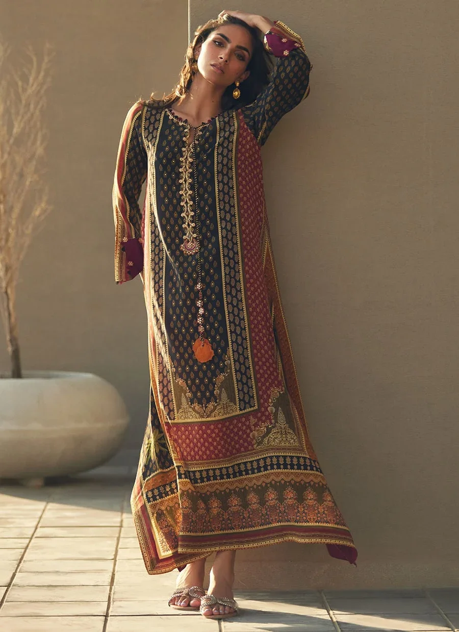 Ophelia Onyx Crepe Kaftan – Farah Talib Aziz Casual Wear Image 6