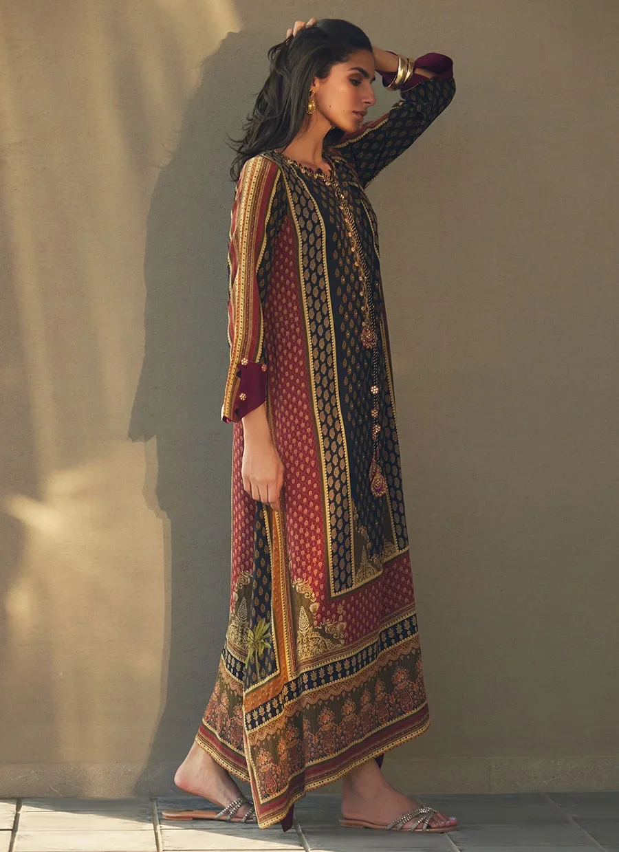 Ophelia Onyx Crepe Kaftan – Farah Talib Aziz Casual Wear Image 8