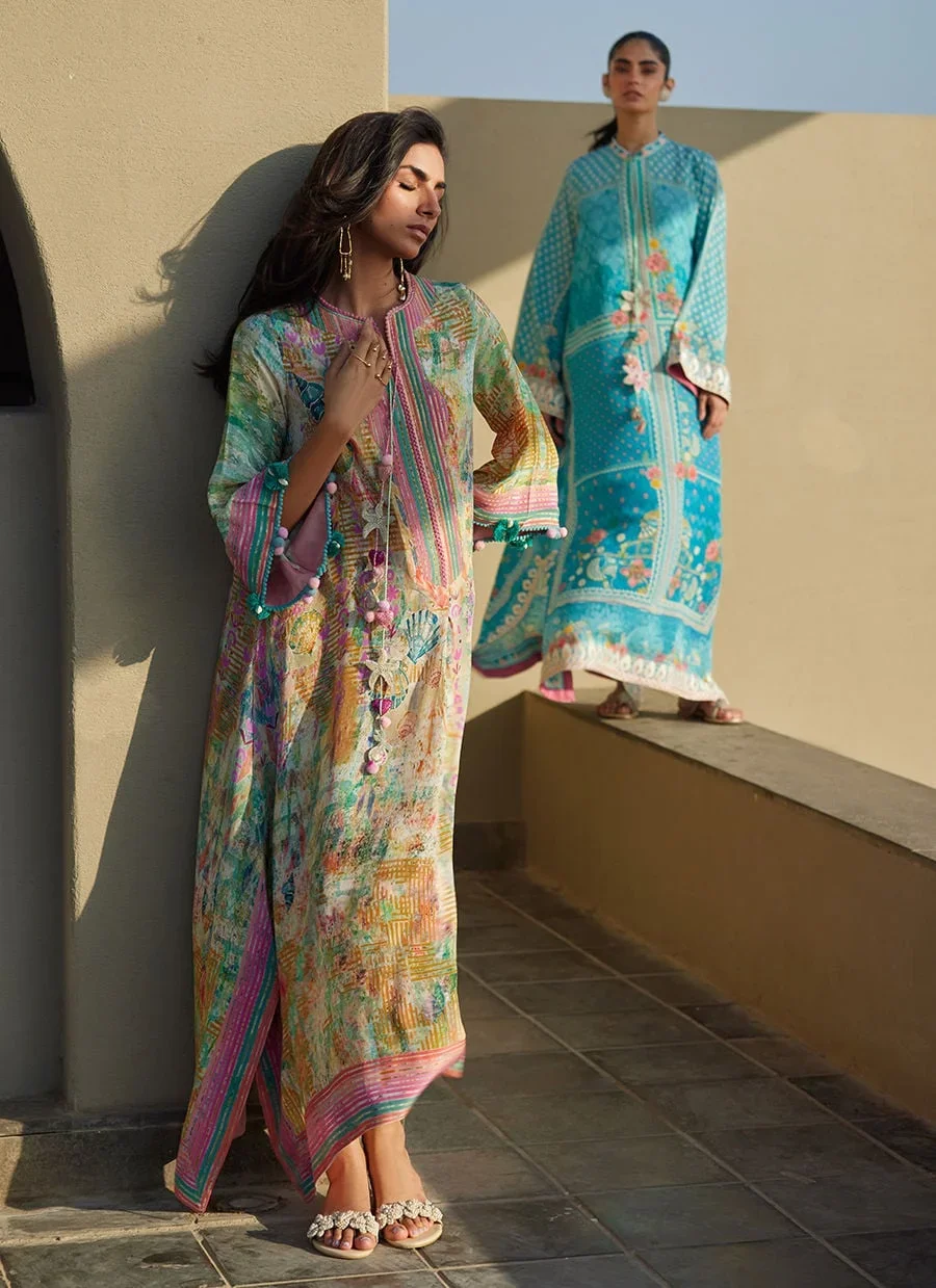 Riviera Rose Crepe Kaftan – Farah Talib Aziz Casual Wear Image 10