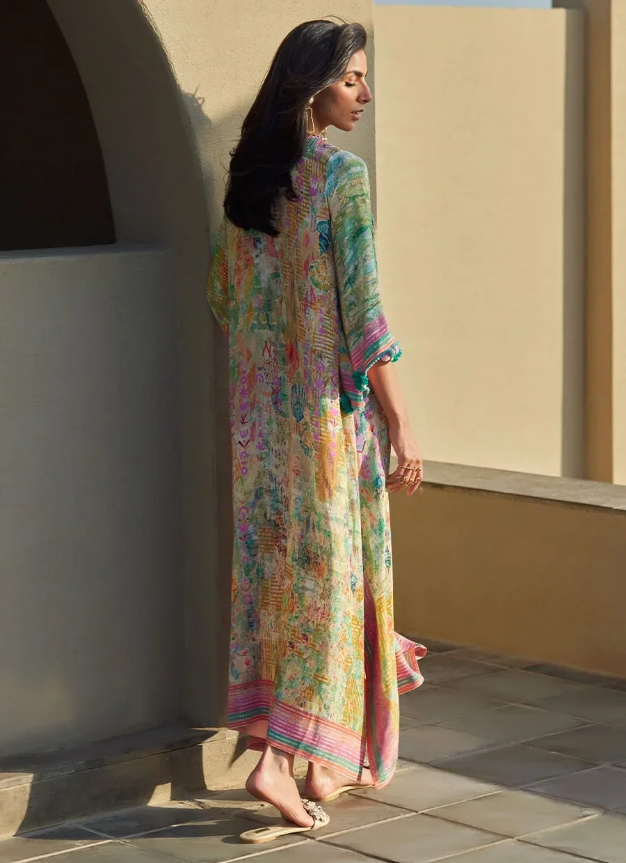 Riviera Rose Crepe Kaftan – Farah Talib Aziz Casual Wear Image 6