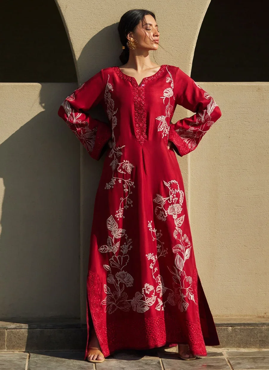 Siren Scarlett Silk Kaftan – Farah Talib Aziz Casual Wear Image 12