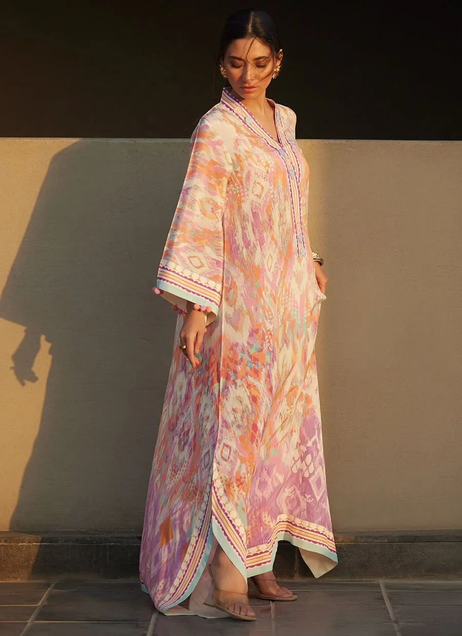 Solana Sunset Crepe Kaftan – Farah Talib Aziz Luxury Pret Image 1