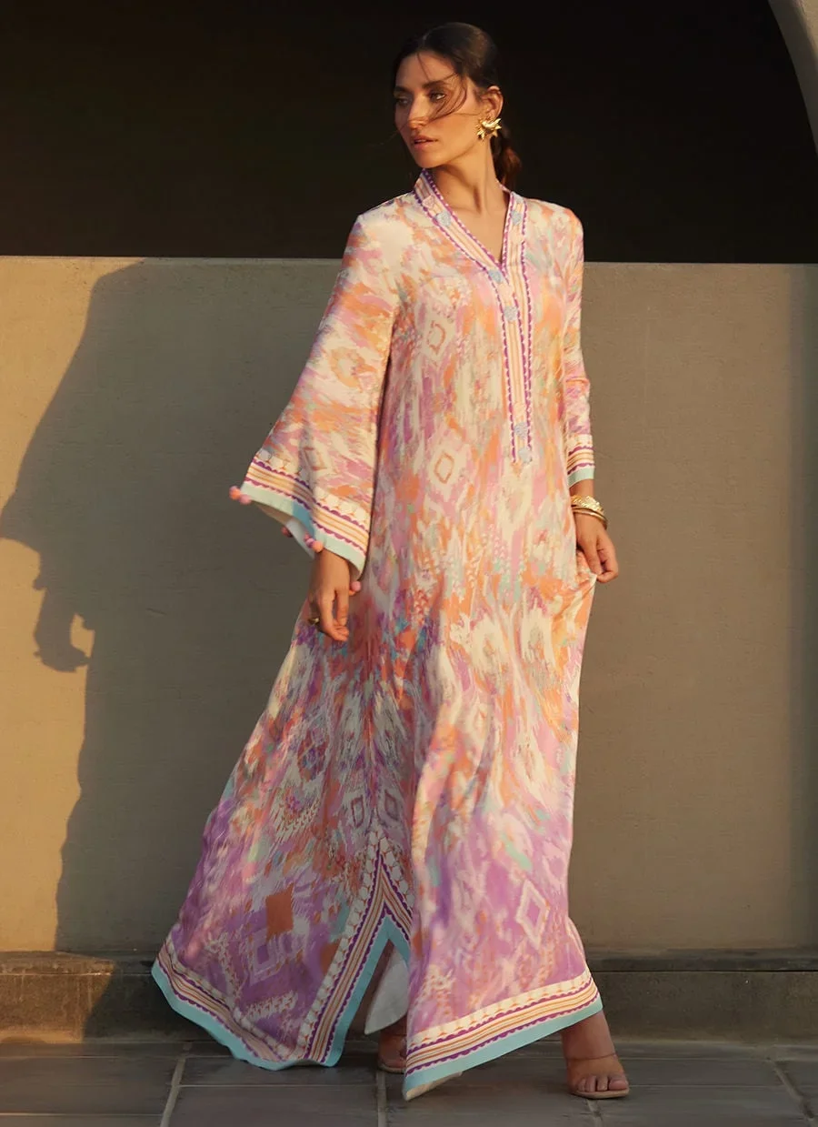 Solana Sunset Crepe Kaftan – Farah Talib Aziz Luxury Pret Image 2