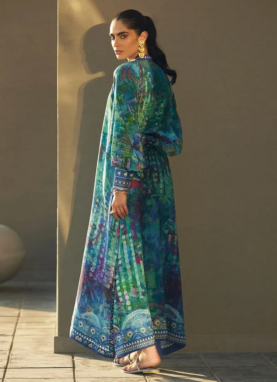 Tulum Blue Crepe Kaftan – Farah Talib Aziz Casual Wear Image 6