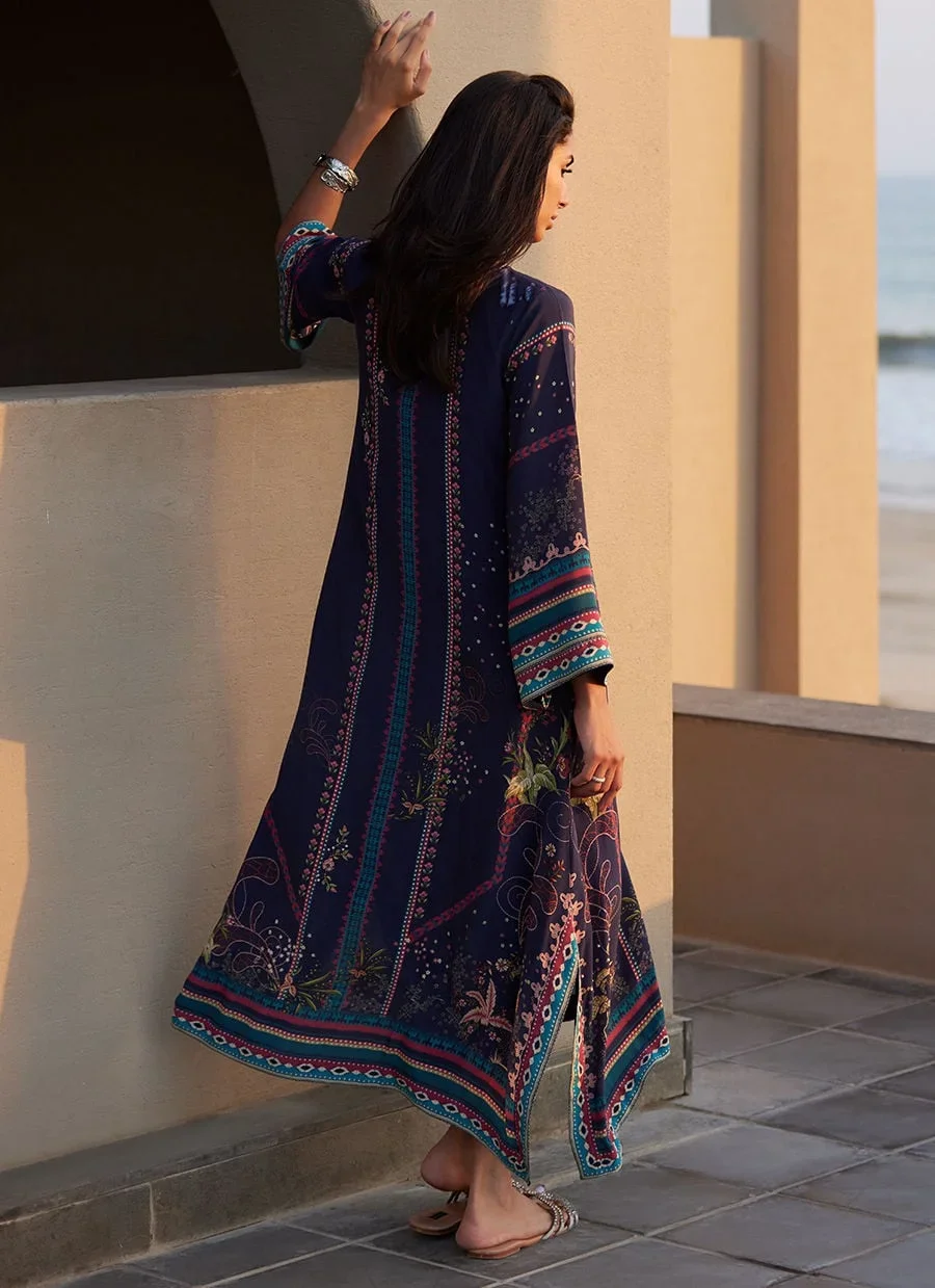 Zahara Midnight Crepe Kaftan – Farah Talib Aziz Luxury Pret Image 4