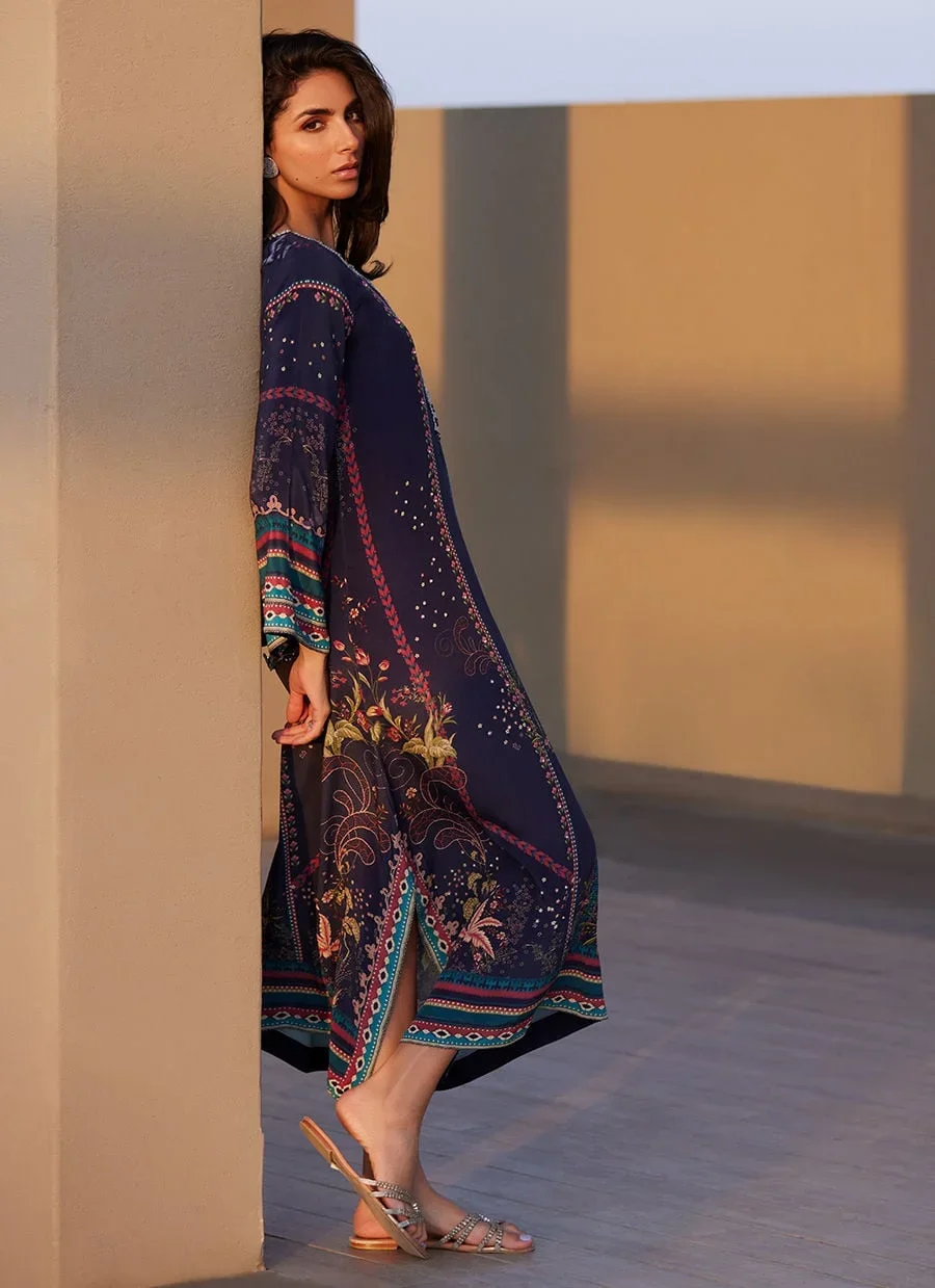 Zahara Midnight Crepe Kaftan – Farah Talib Aziz Luxury Pret Image 7